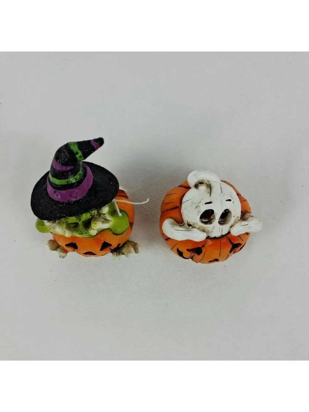 Delton Halloween LED Light-Up Ghost & Frog Pumpkin Figurines Battery Operated
